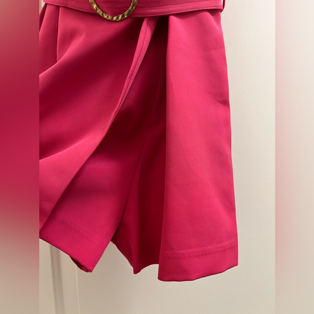 Zara Hot Pink Belted Sleeveless Wrap Romper - Picture 3 of 15